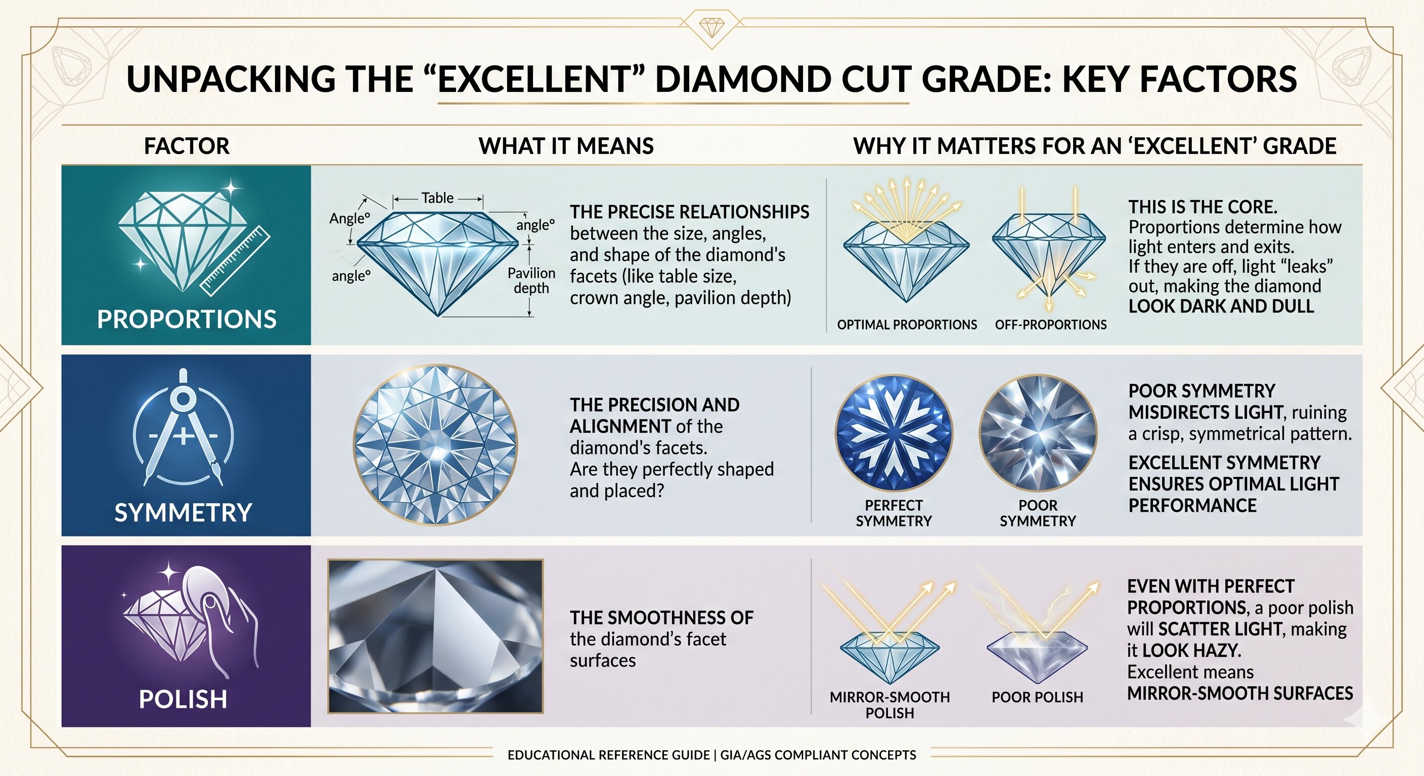 evaluate several factors to assign a cut grade